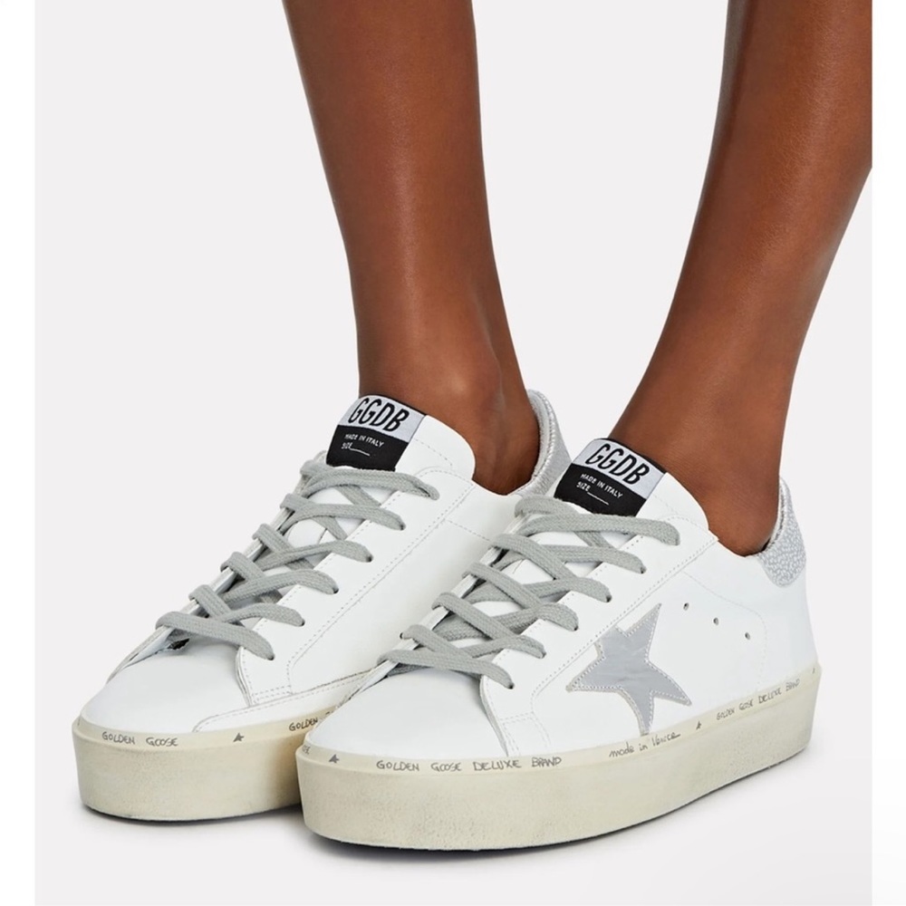 Golden Goose White Sneakers with Gray Star